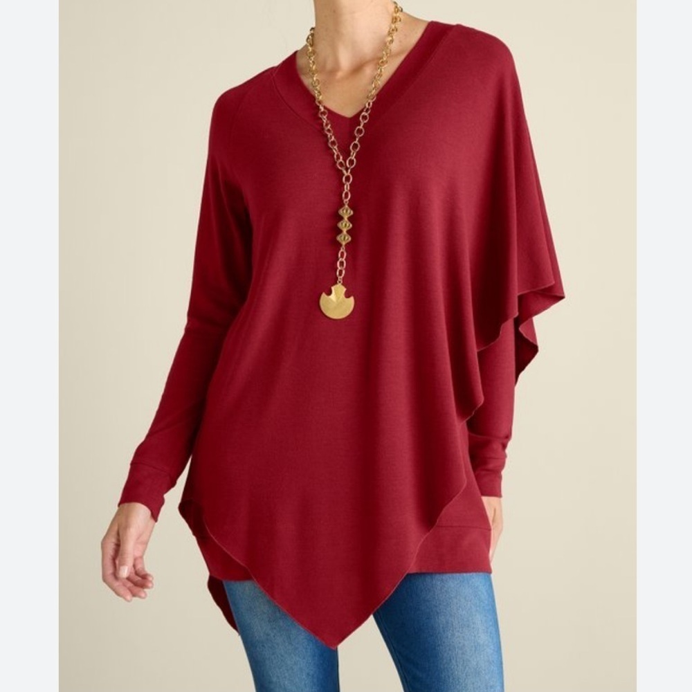 Soft Surroundings Womens Cape Sweater Tunic Women’s Casual Top Size Large